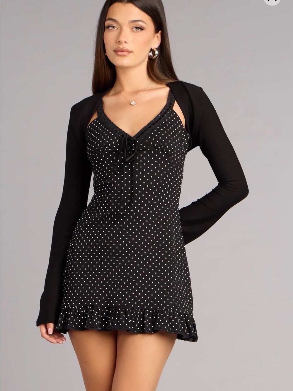 Windsor Black Sheer Mesh Cropped Bolero - Picture 7 of 9
